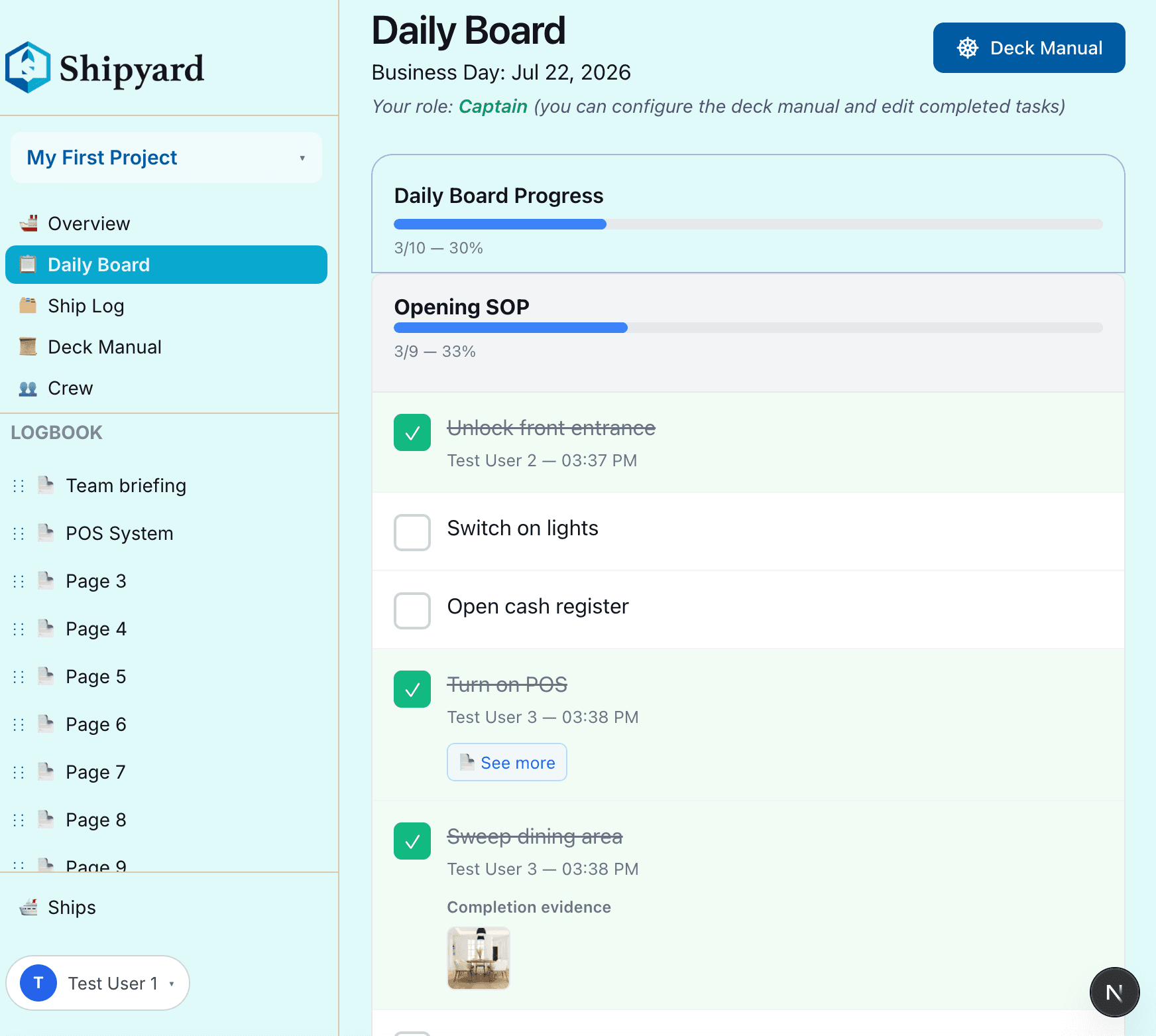 📋 Daily Board screenshot